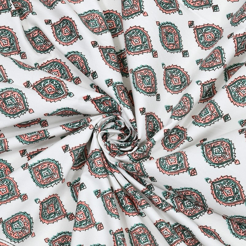 OvoFloro Handblock Printed Cotton Bedsheet (Red) - 400 TC media 7