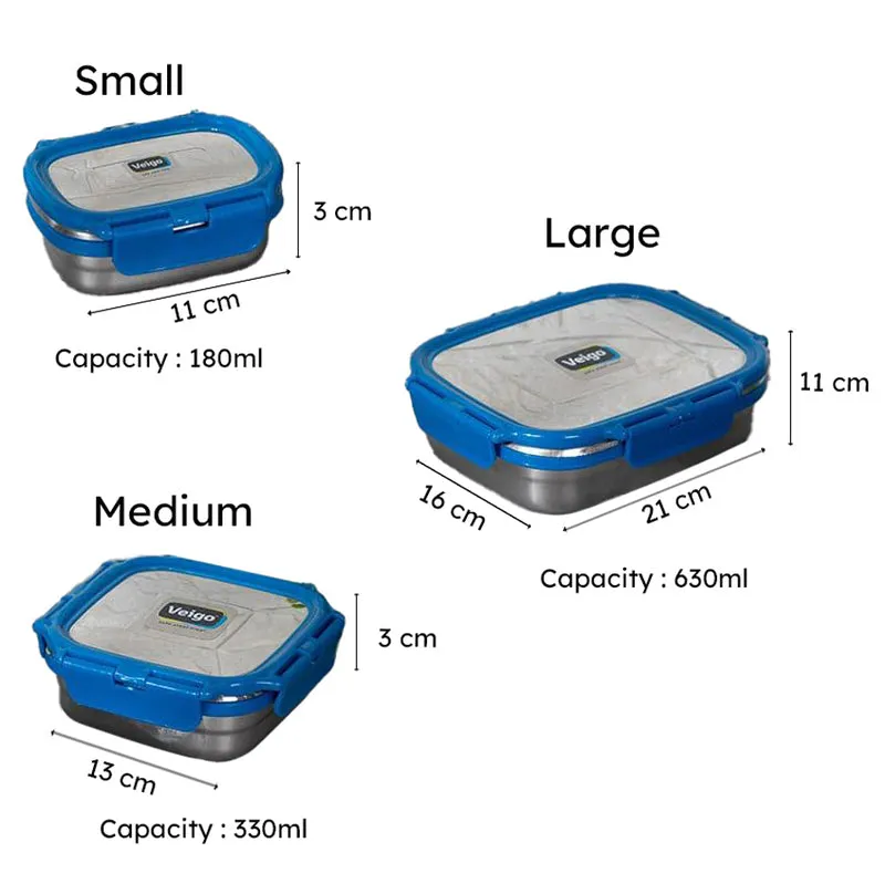 Savory Sam Dark Blue Lunch Box (550/300/150 mL) - Set of Three media 7
