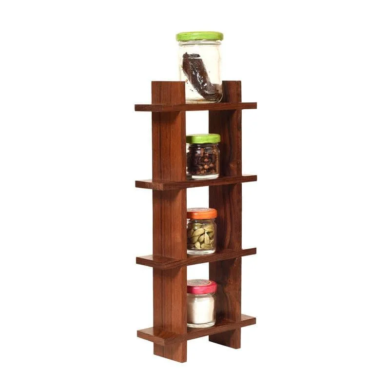 Samparathi Wooden Wall Shelf With Pots - Five Piece Set media 3