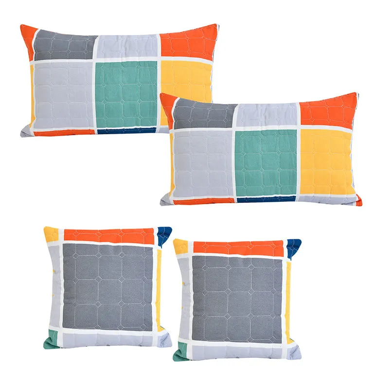 Strata Luxe Geometric Quilted Microfiber Bedding Set - Five Piece Set media 6