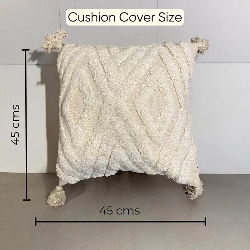 Plush Prisms Tufted Cushion Cover (White) - Set Of Three media 5