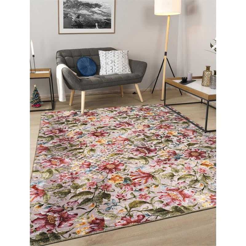 Sumaya Floral Polyester Carpet - Pink media 3