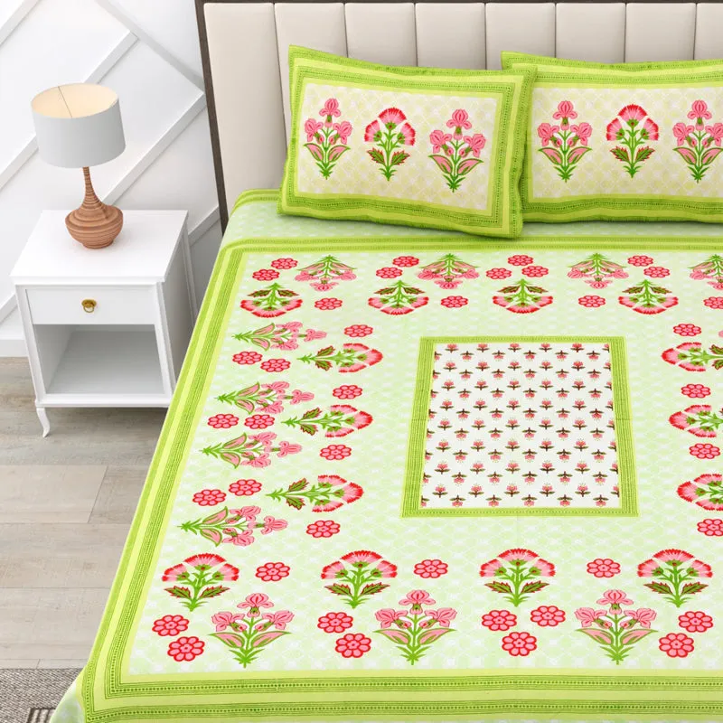 Rangrez Rosette Cotton Bedsheet (Green) - 180 TC media 4