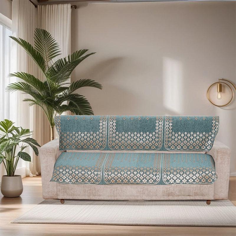 Emsy Cotton Sofa Cover - Turquoise Blue media 3