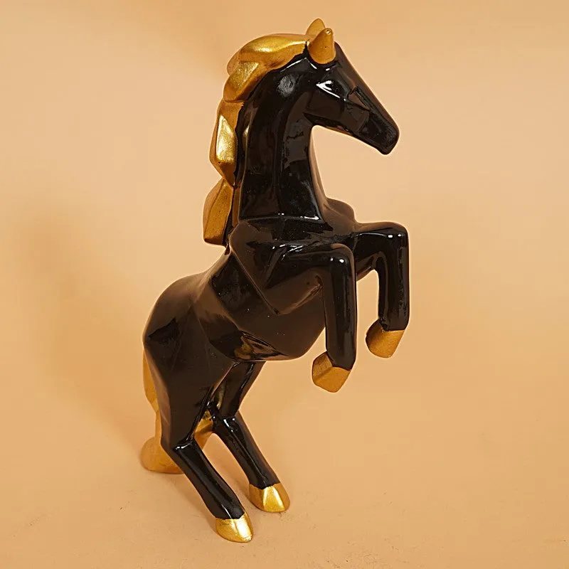 Rearing Black & Gold Horse Showpiece media 6