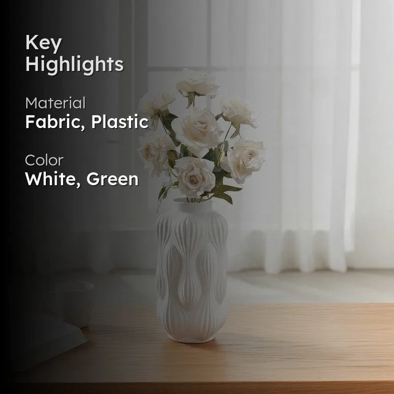 Floraura Rose Fabric Artificial Flower - White media 2