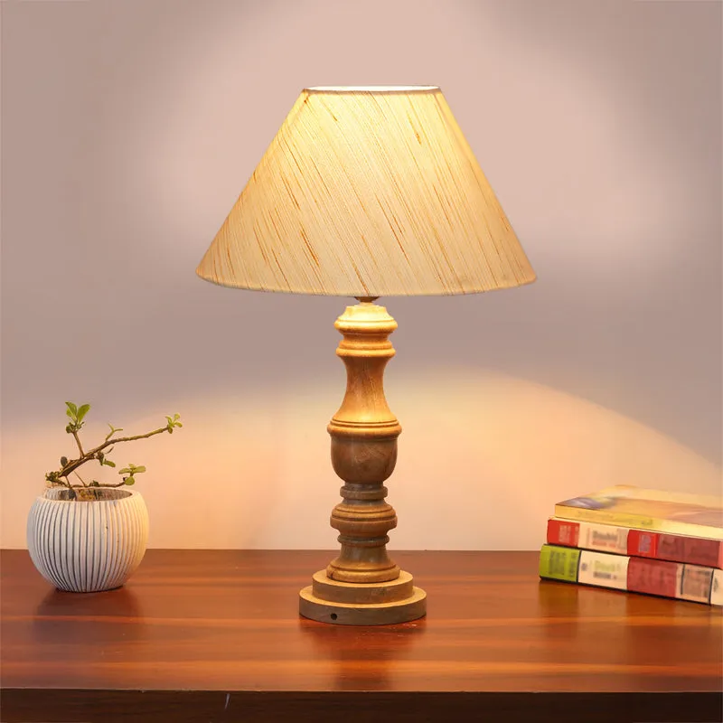 Cotin II Carve Wooden Table Lamp - Ivory,Brown media 2