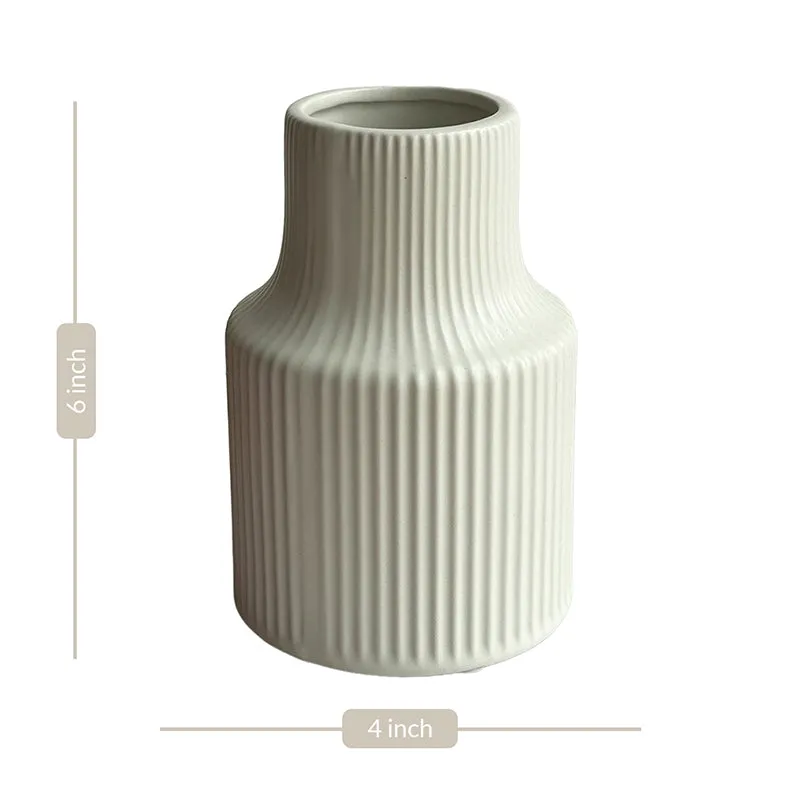 Petal Prose Ceramic Vase - White media 5