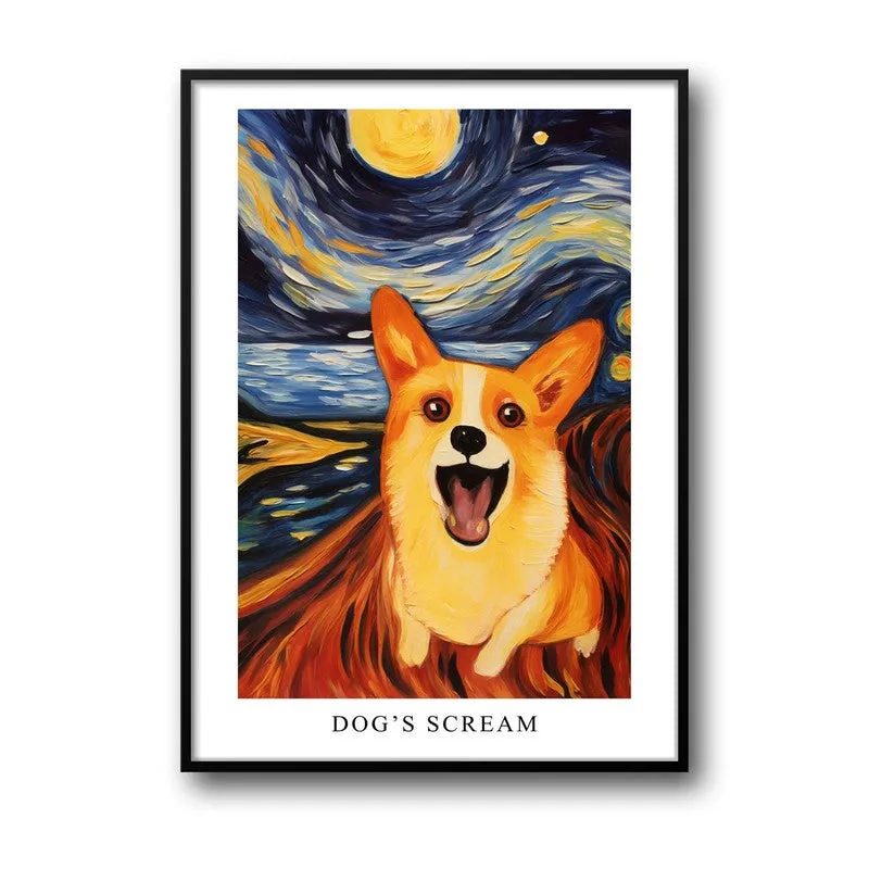 Dog's Scream Archival Canvas Wall Art - Black Frame media 5
