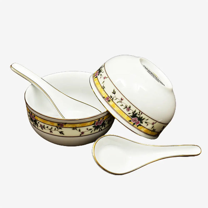 Yesenia 24k Gold Brushed Porcelain Dinner Set - 33 Piece Set media 5