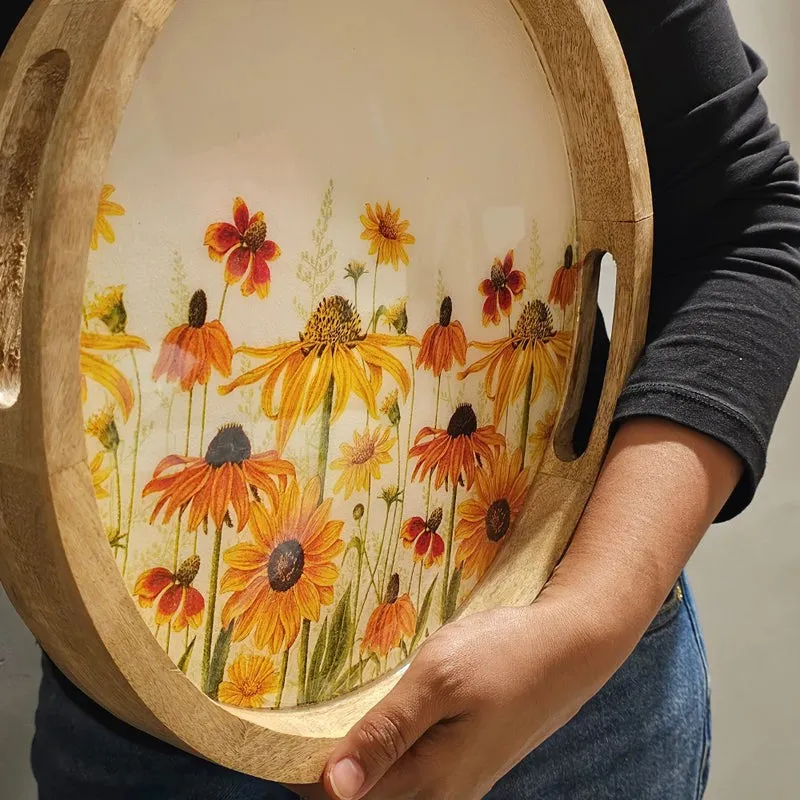 Sunflower Fileds Wood Serving Tray media 8