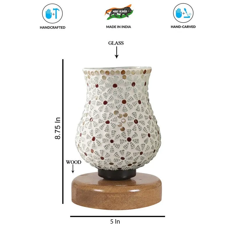 Arvyn Mosaic Glass Table Lamp With Wooden Base - Multicolor media 8