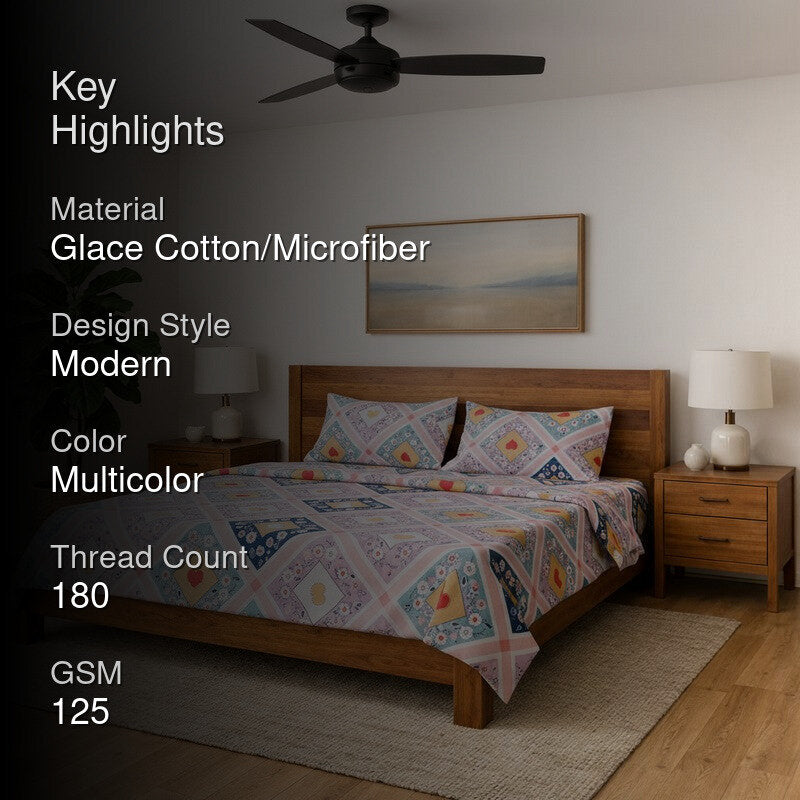 Love Grid Microfiber Bedsheet - 125 GSM media 2