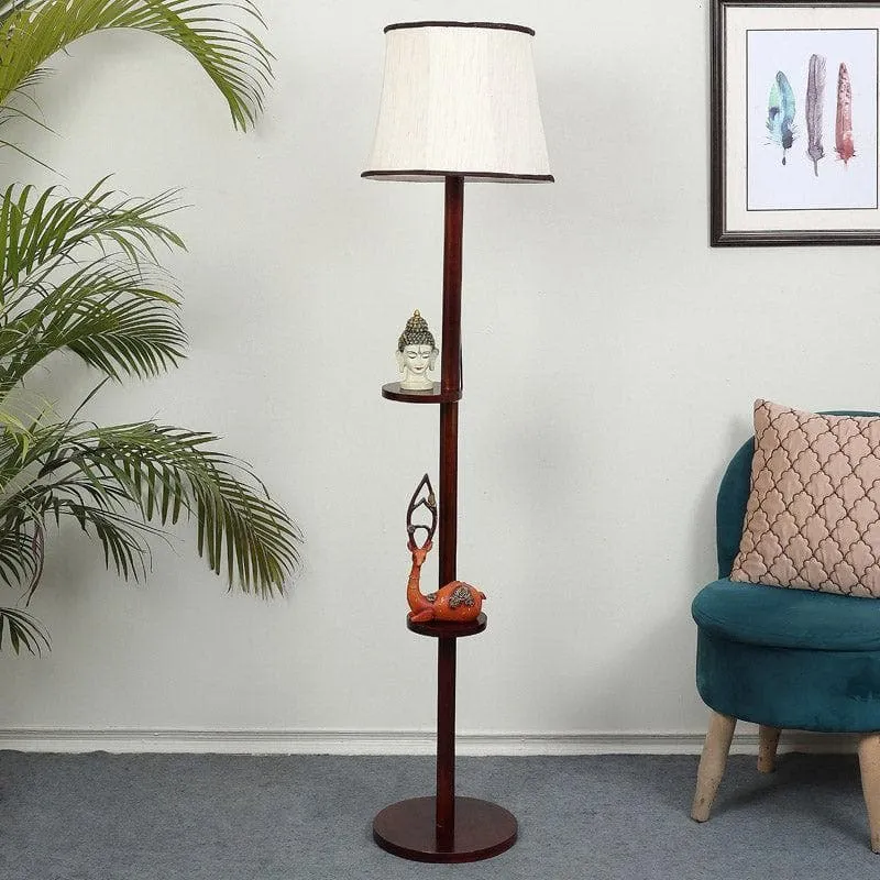 Lark Grace Floor Lamp With Shelf - White & Black media 3