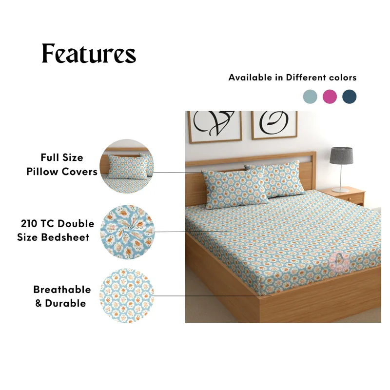 Belinda II Microfiber Microfiber Bedsheet (Sky Blue) - 150 GSM media 4