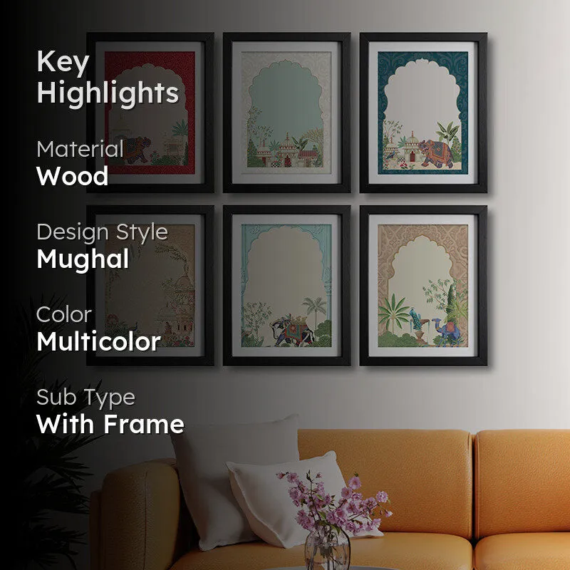 Mughal Windows Wall Art With Frame - Set Of Six media 2