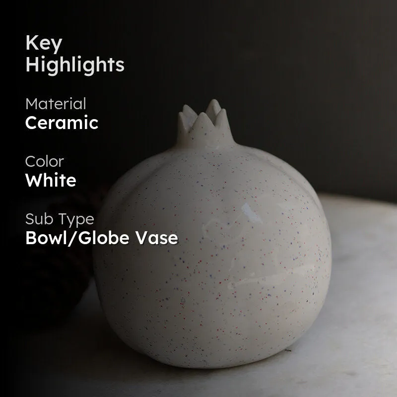 Pomegranate Ceramic Vase - White media 2