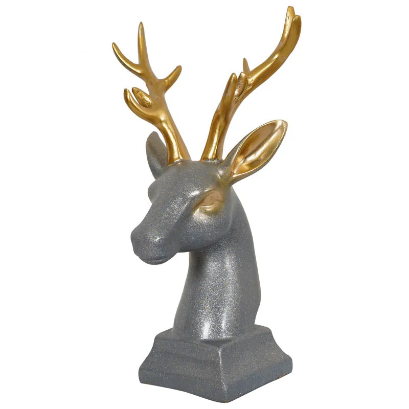 Gilded Stag Painted Polyresin Show Piece - Grey media 4