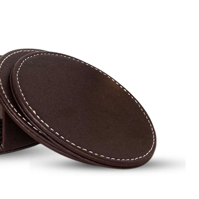 AarviDecor TableGuard Faux Leather Designer Coasters - Seven Piece Set media 7