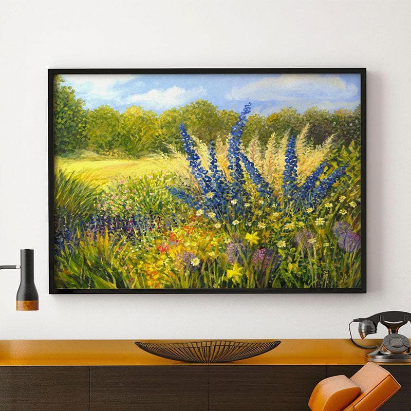 Wild Flowers Canvas Painting - Black Frame