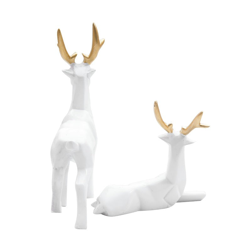Deer Repose Showpiece (White) - Set Of Two media 3