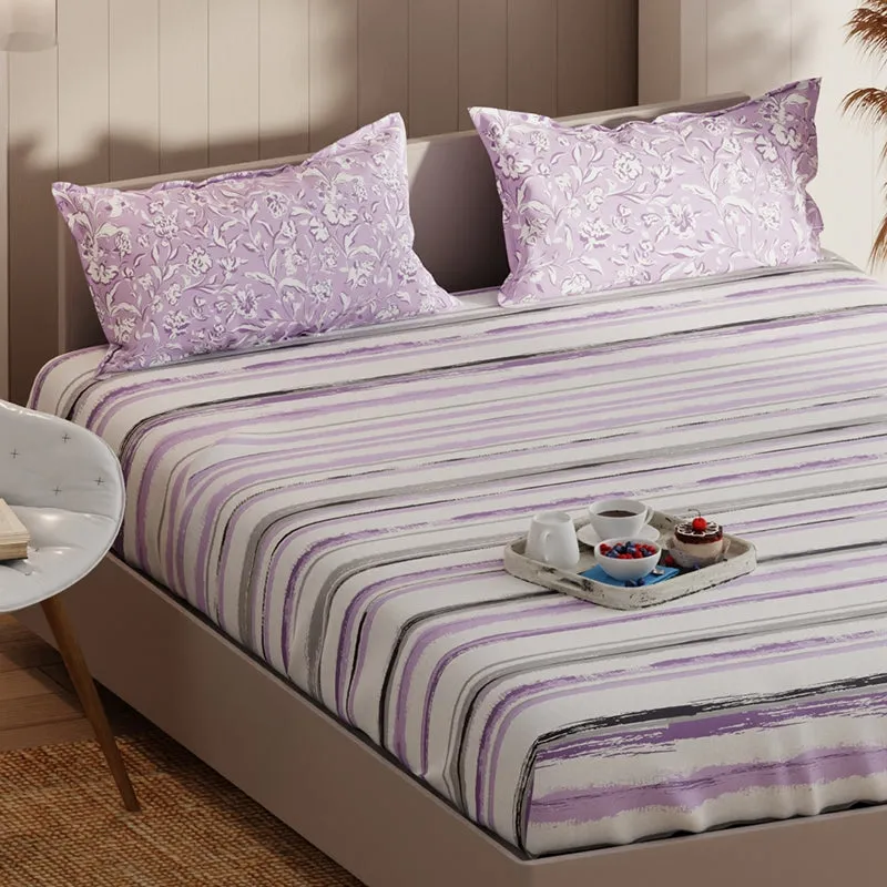 Pike Abstract Microfiber Bedsheet (Lavender) - 135 GSM media 5