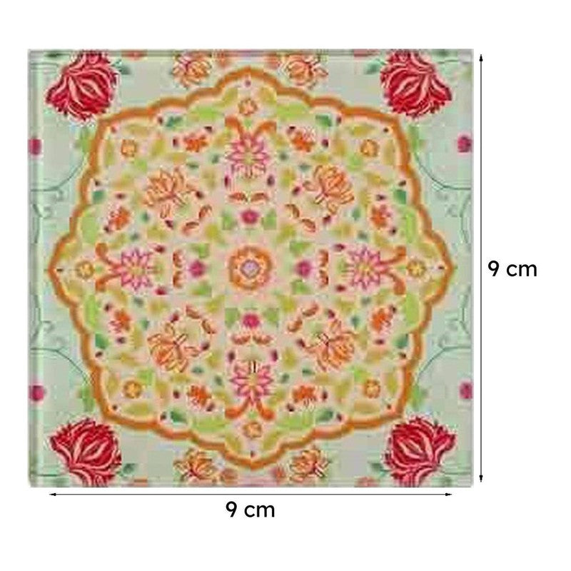 Ornate Mughal Wooden Square Coaster - Set Of Four media 5