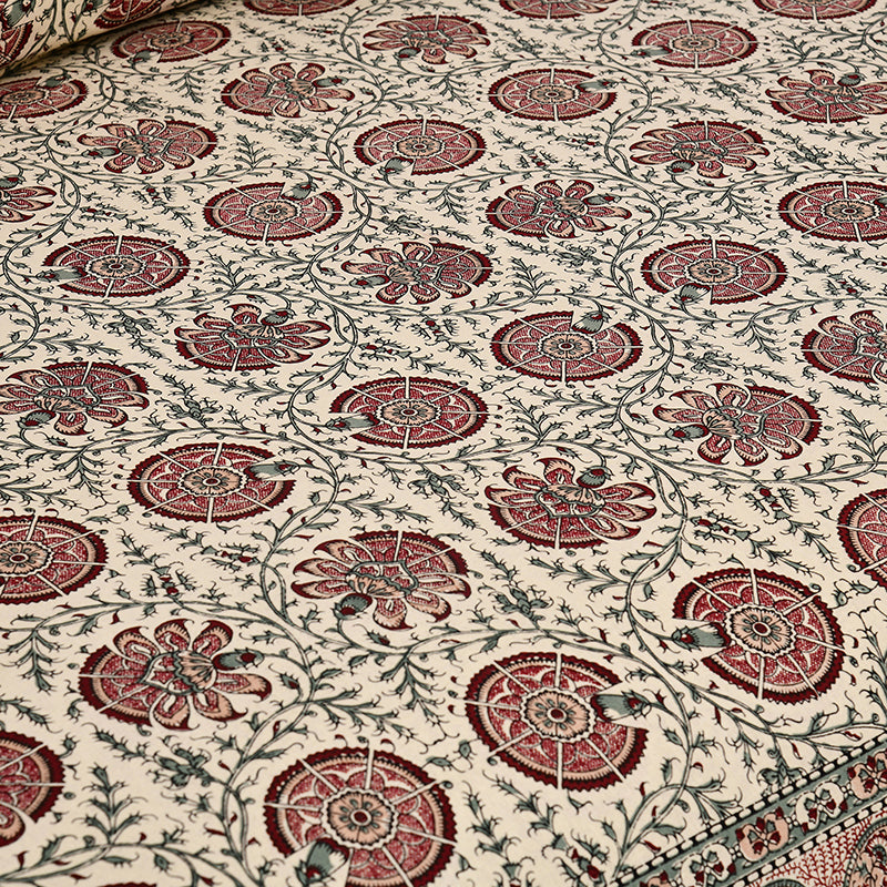 Ayati Ethnic Cotton Bedsheet (Maroon) - 160 TC media 5
