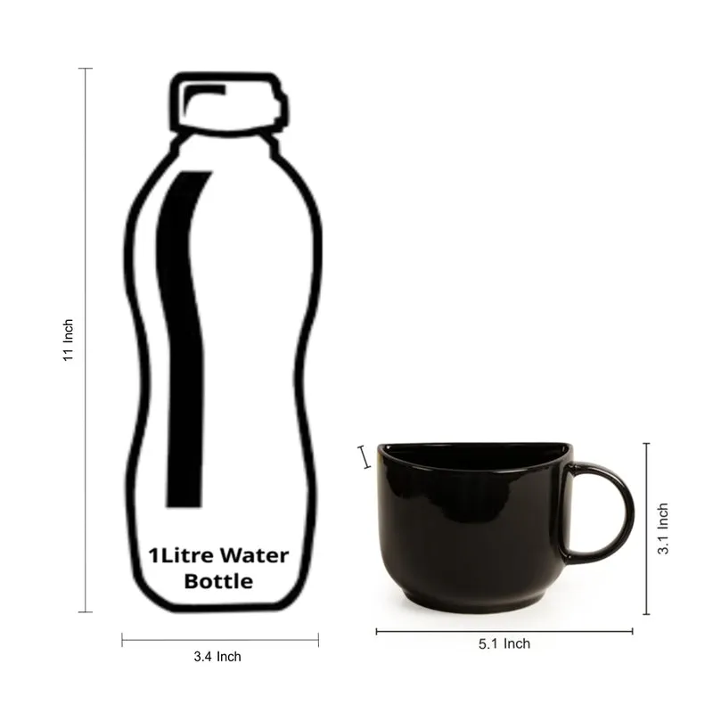The Better Half Ceramic Tea Cup (130 mL Each/Black) - Set of Two media 6