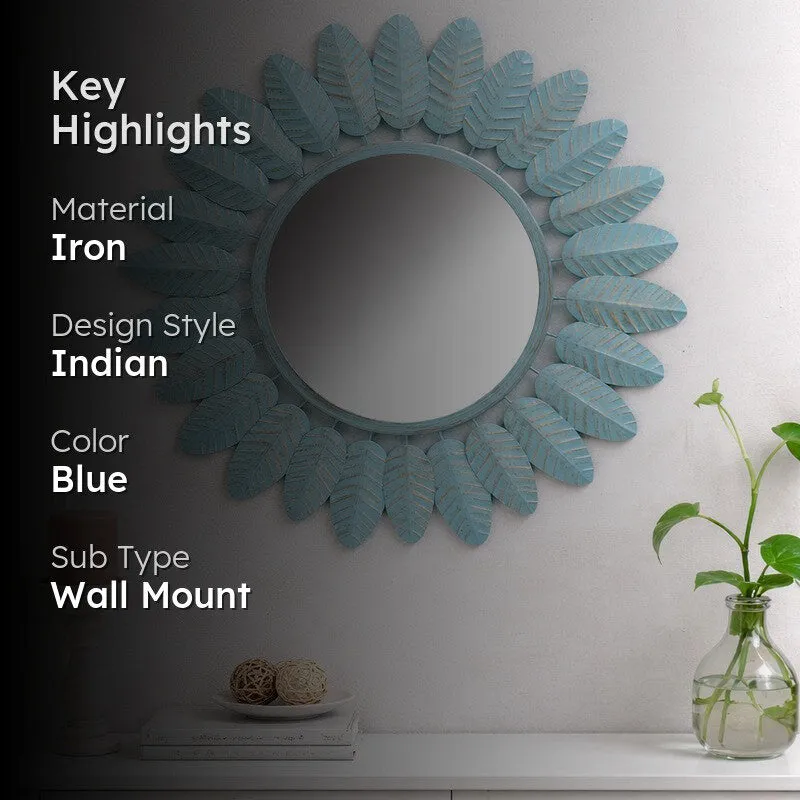 Celeste Floral Halo Wall Mirror (Blue) media 2