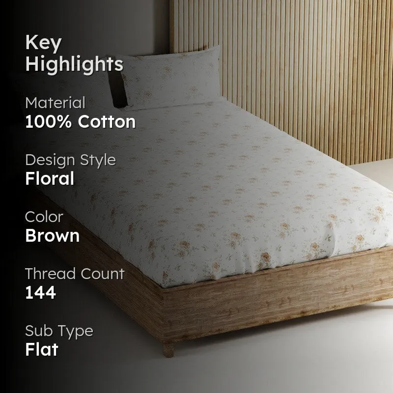 Novira Fitted Cotton Bedsheet (Brown) - 144 TC media 2