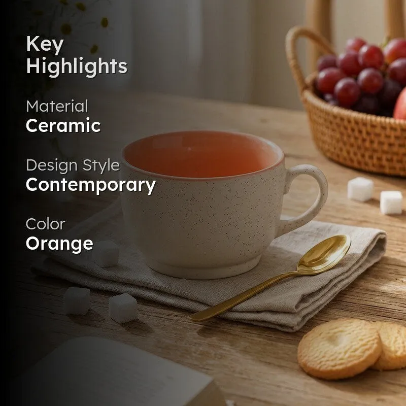 Poura Ceramic Coffee Mug (350 mL) - Orange media 2