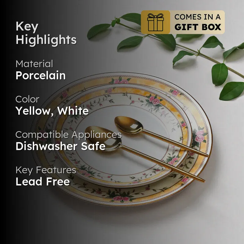 Yesenia 24k Gold Brushed Porcelain Dinner Set - 33 Piece Set media 2