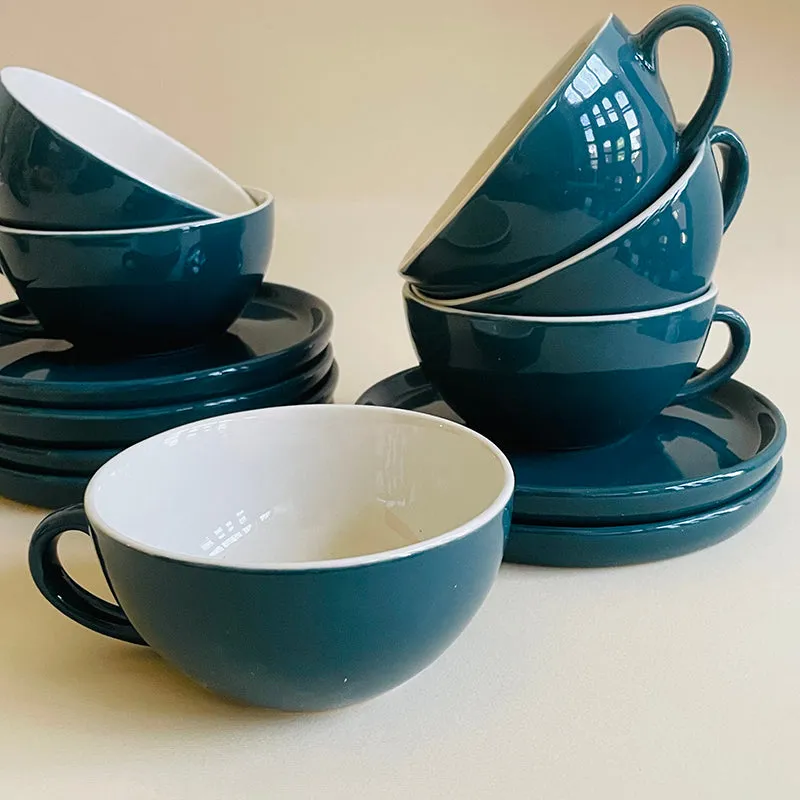 Elegant Green Ceramic Cup & Saucer (320 mL Each) - Set of Six media 6