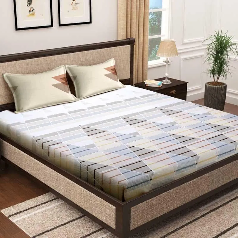 Trio Frenzy Fitted Cotton Bedsheet (Yellow) - 400 TC media 1