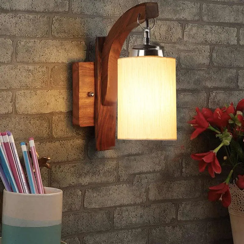 Forma Cylindrical Wooden Wall Lamp - Beige media 1