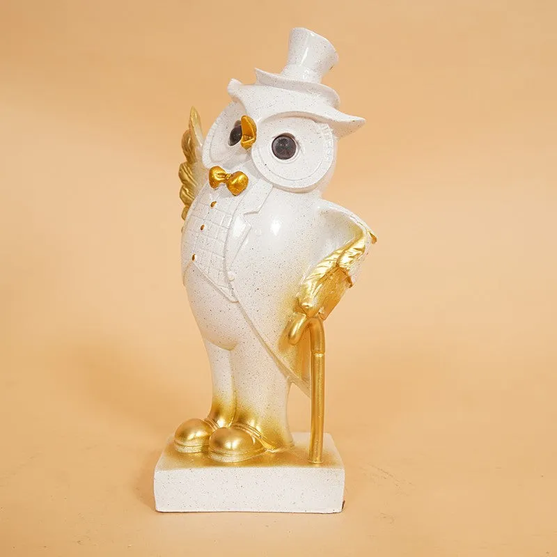 Charming White Owl Resin Showpiece media 9