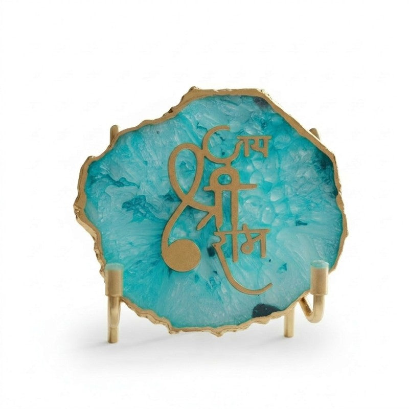 Jai Shri Ram Handcrafted Agate Religious Accent - Turquoise media 4