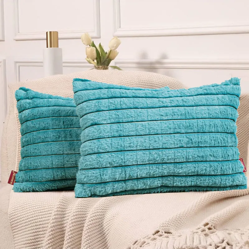 Frost Waffle Blue Cushion Cover (Rectangle) Set of Two media 1