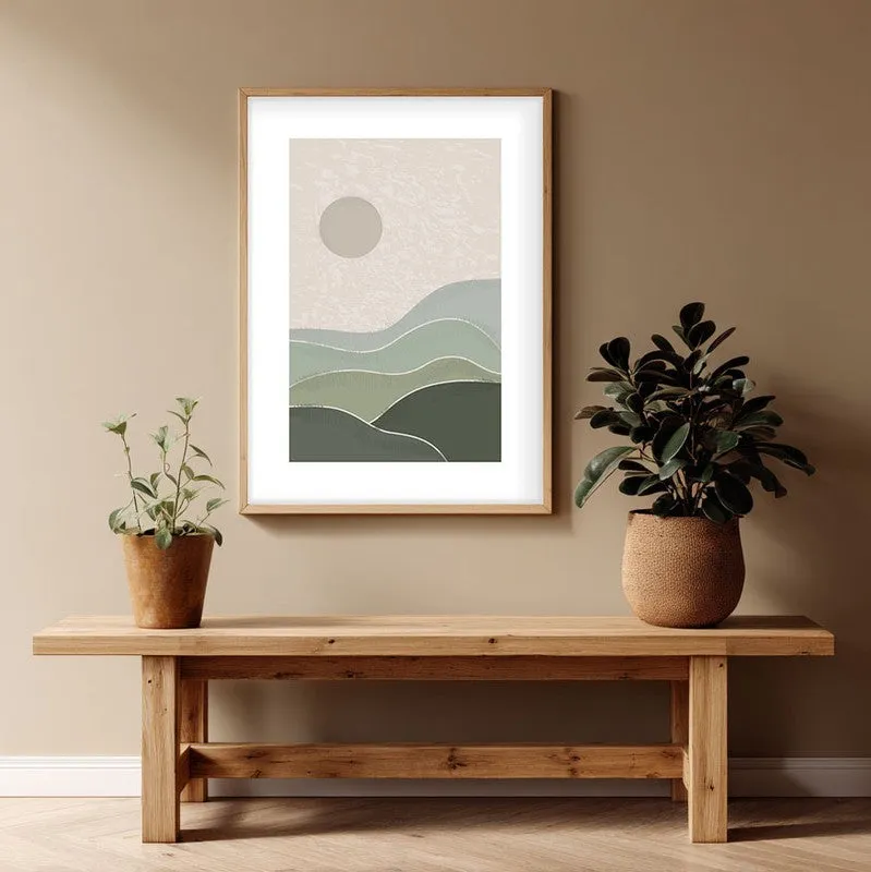 Muted Morning Canvas Wall Painting With Brown Frame media 1