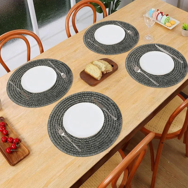 Onyxa Round Black PVC Table Mats - Set Of Four media 1