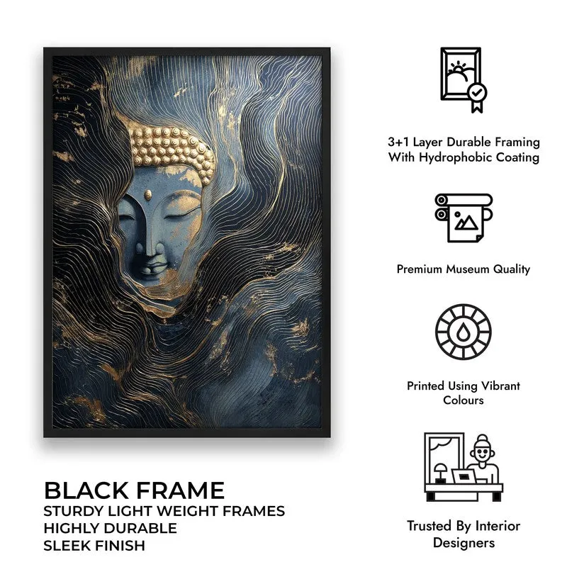 Nebula Buddha Archival Paper Wall Painting With Black Frame media 9