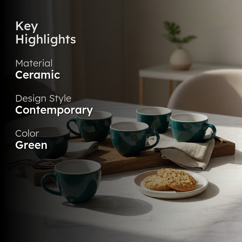 Aura Ceramic Tea Cup (80 mL Each) - Set Of Six media 2