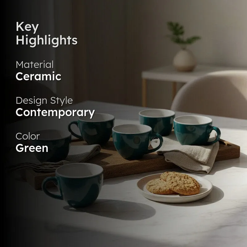 Aura Ceramic Tea Cup (80 mL Each) - Set Of Six media 2