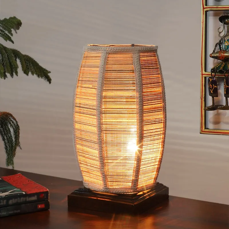 Dholak Bamboo Table Lamp - Brown media 2