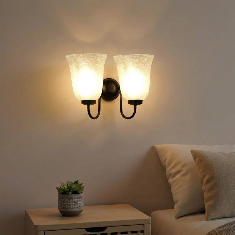 Crystal Bloom Twin Shade Glass Wall Lamp