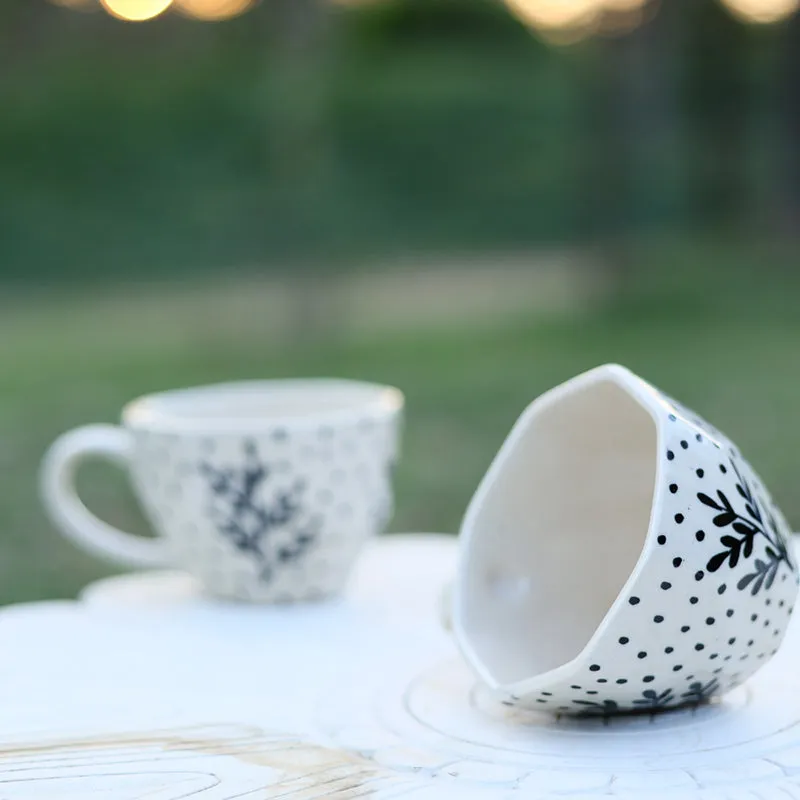 Bettina Ceramic Tea Cup (200 mL)/White,Black) - 3