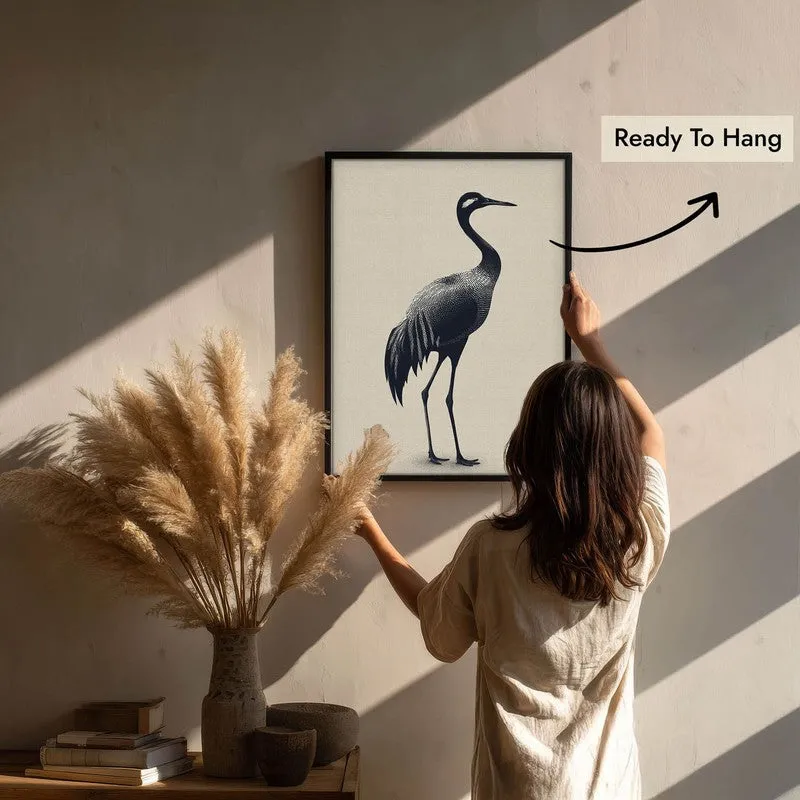 Graceful Crane Canvas Wall Painting With Black Frame media 10
