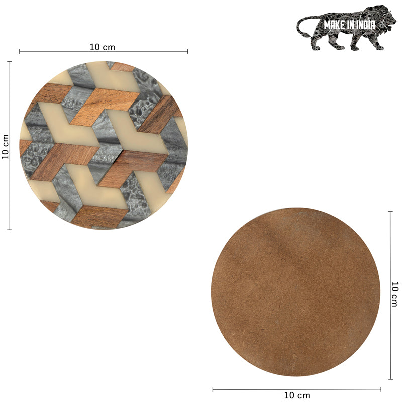 Vara Ethnic Round MDF Platter With Coaster - Eight Piece Set media 5