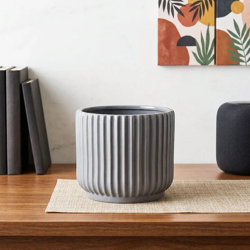 Ugaoo Phoenix Ceramic Pot (25 CM) - Grey media 1